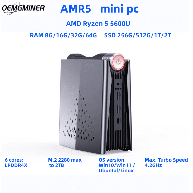 AMR5 AMD Ryzen5 5600U Mini PC Win11 Pro DDR4 8G 16G RAM 512G 1TB SSD 4K Dual HD Desktop Computer Gamer mini pc PK Beelink SER5 | Electrr Inc