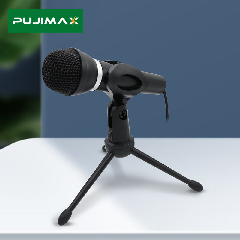 PUJIMAX Gaming Microphone Condenser 3.5mm Home Adjustable Desktop Stand Mic For Podcast Live Streaming Video Recording YouTube | Electrr Inc
