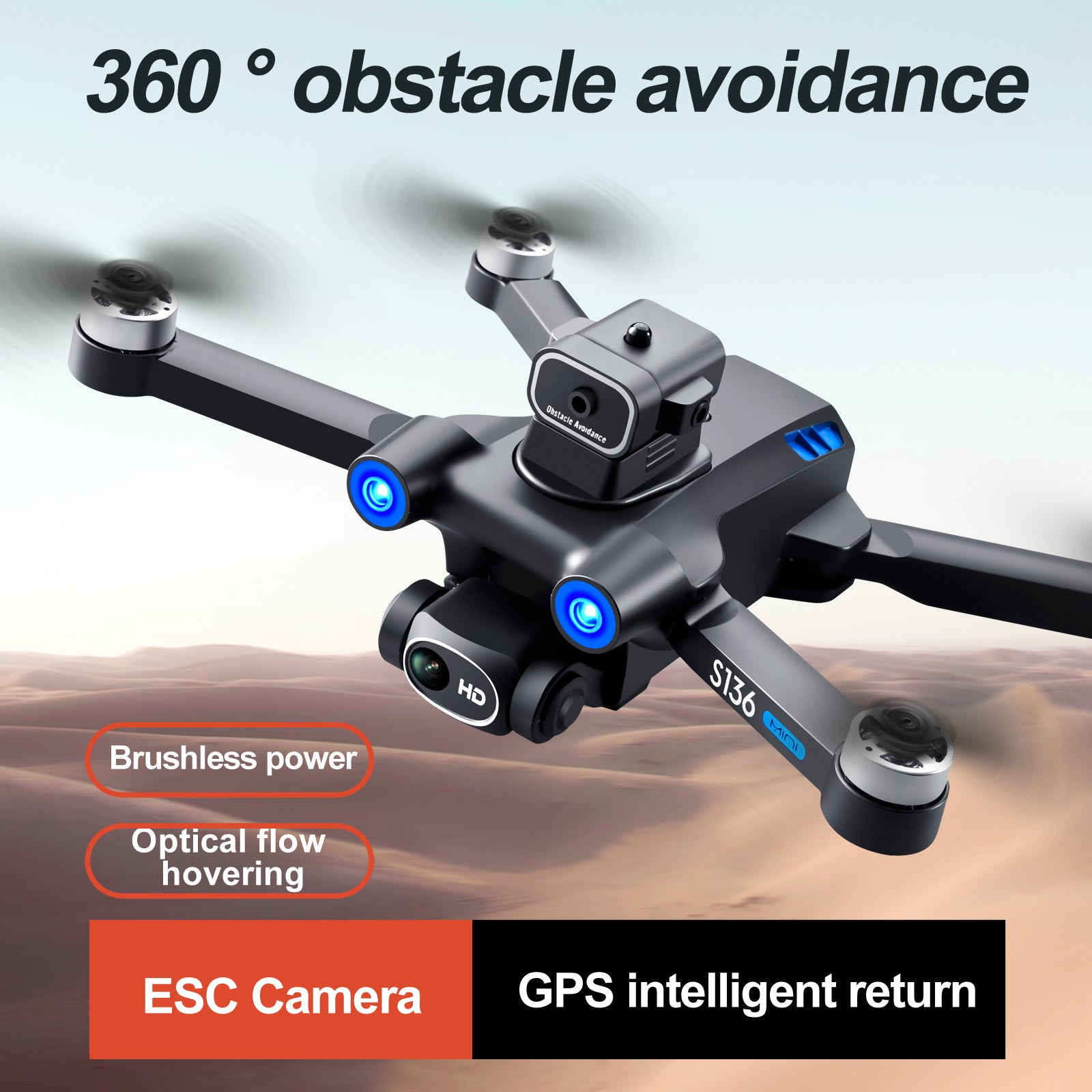 S136 High Quality Long Flight Time Powerful Drone With 4K Camera and GPS FPV Brushless RC Foldable Professional Drone Quadcopter | Electrr Inc
