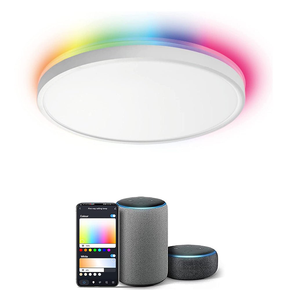 Smart Home Lighting RGBCW Wifi Voice Surplife APP RGB Color Change 12 Inch Flush Mount LED Ceiling Light for Bedroom Living room | Electrr Inc