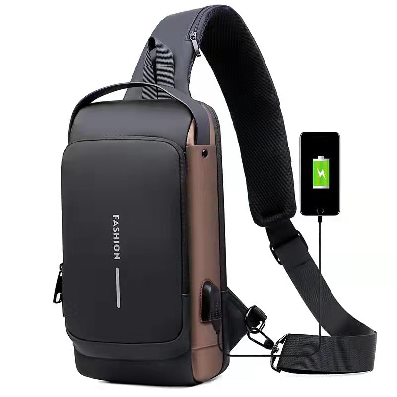 Fashion Shoulder Bag for Men Waterproof USB Man Crossbody Bag Anti-Theft Short Travel Messenger Sling Fashion Designer Chest Bag | Electrr Inc