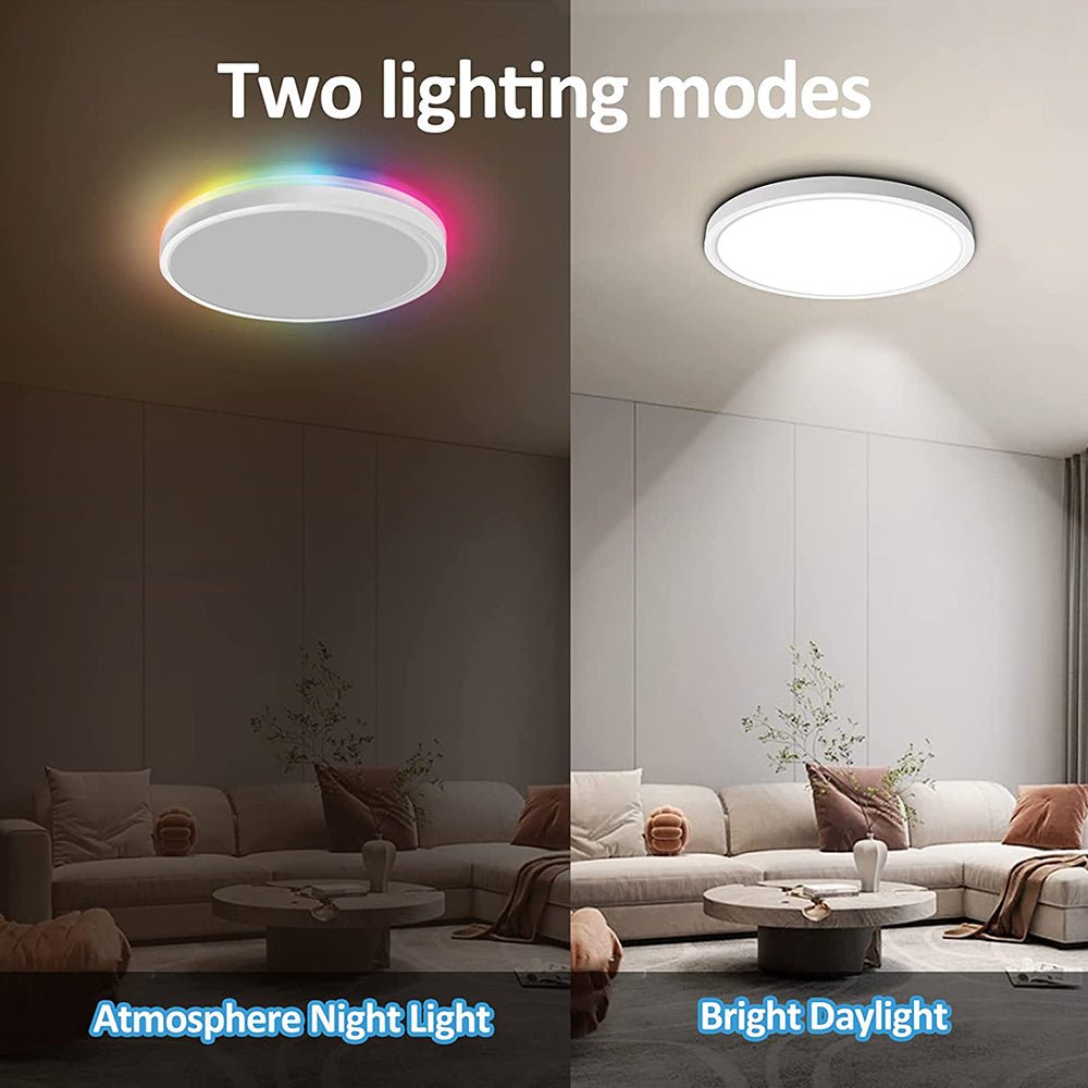 Smart Home Lighting RGBCW Wifi Voice Surplife APP RGB Color Change 12 Inch Flush Mount LED Ceiling Light for Bedroom Living room | Electrr Inc